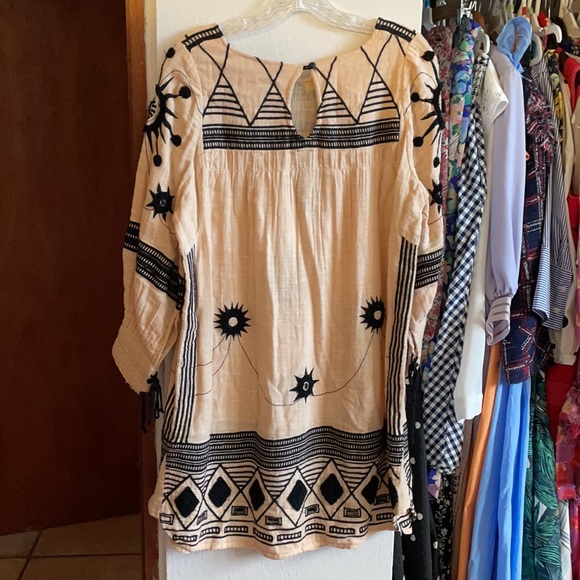 Free People New Romantics Pink Black Embroidered Tunic Dress S - Picture 8 of 16